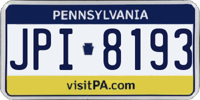 PA license plate JPI8193