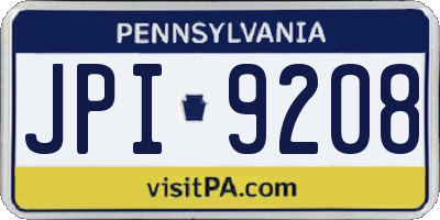 PA license plate JPI9208