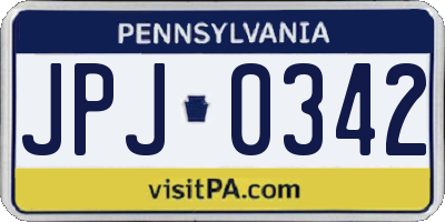 PA license plate JPJ0342
