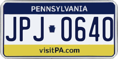 PA license plate JPJ0640