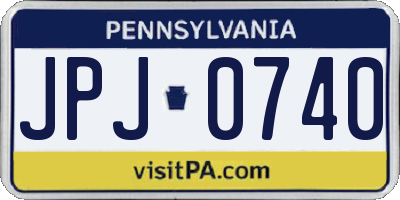 PA license plate JPJ0740
