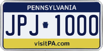 PA license plate JPJ1000