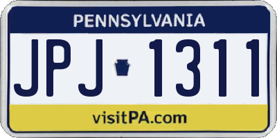 PA license plate JPJ1311