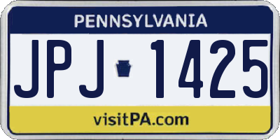 PA license plate JPJ1425