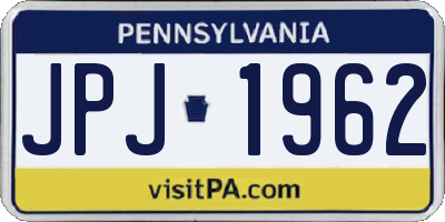 PA license plate JPJ1962