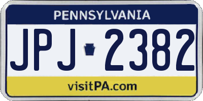 PA license plate JPJ2382