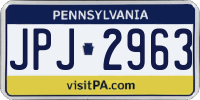 PA license plate JPJ2963