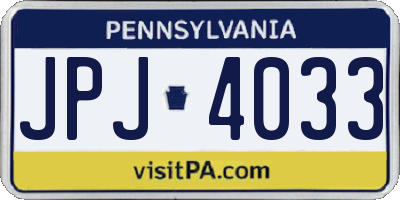 PA license plate JPJ4033