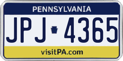 PA license plate JPJ4365