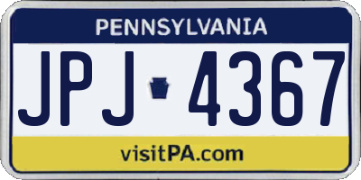 PA license plate JPJ4367