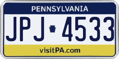 PA license plate JPJ4533