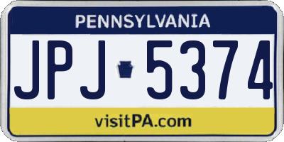 PA license plate JPJ5374