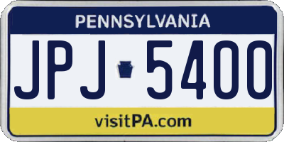 PA license plate JPJ5400