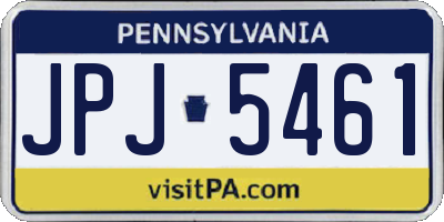 PA license plate JPJ5461