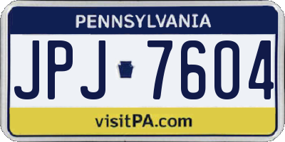 PA license plate JPJ7604