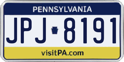 PA license plate JPJ8191