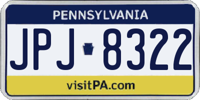 PA license plate JPJ8322