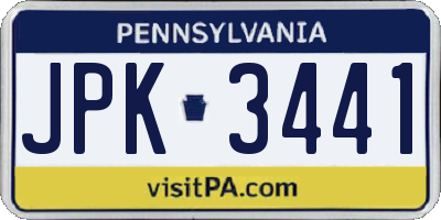PA license plate JPK3441