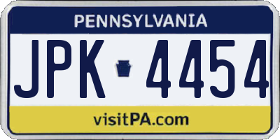 PA license plate JPK4454
