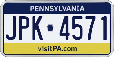 PA license plate JPK4571