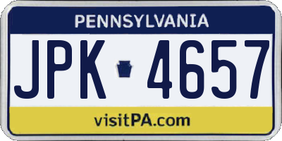 PA license plate JPK4657