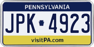 PA license plate JPK4923