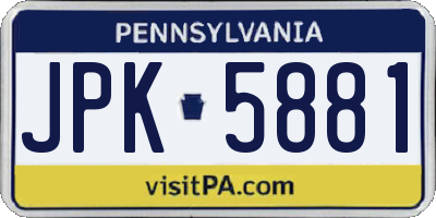 PA license plate JPK5881