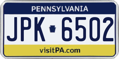 PA license plate JPK6502