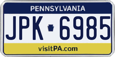 PA license plate JPK6985