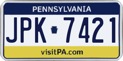 PA license plate JPK7421