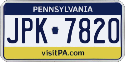 PA license plate JPK7820