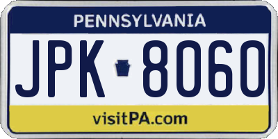 PA license plate JPK8060