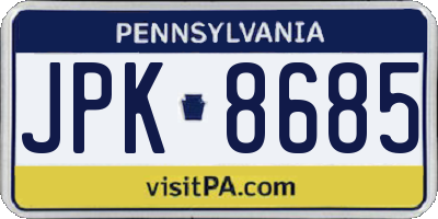 PA license plate JPK8685