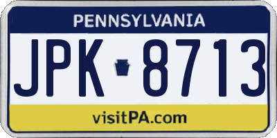 PA license plate JPK8713