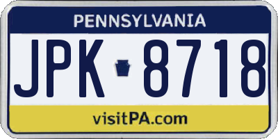 PA license plate JPK8718