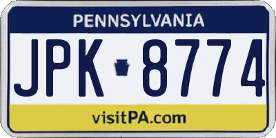 PA license plate JPK8774