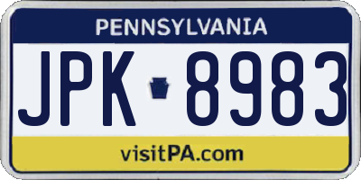 PA license plate JPK8983