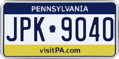 PA license plate JPK9040
