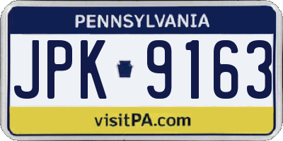 PA license plate JPK9163