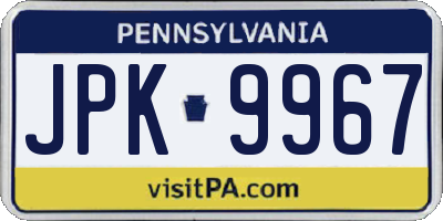 PA license plate JPK9967