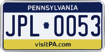 PA license plate JPL0053