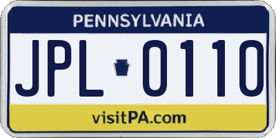 PA license plate JPL0110