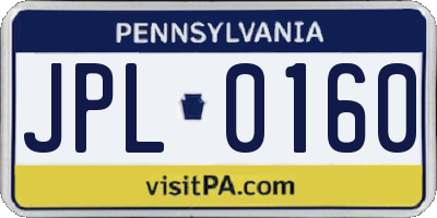 PA license plate JPL0160