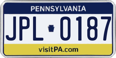 PA license plate JPL0187