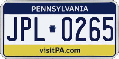 PA license plate JPL0265