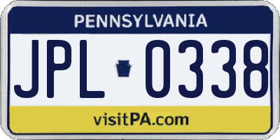 PA license plate JPL0338