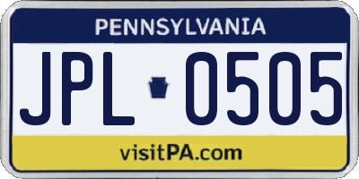 PA license plate JPL0505