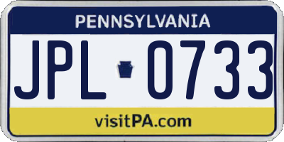PA license plate JPL0733