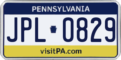 PA license plate JPL0829