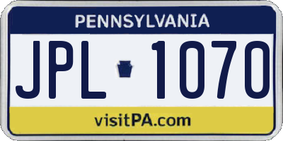 PA license plate JPL1070